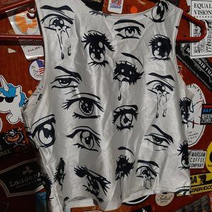 Dolls Kill Tops | Anime Girl Tank Top Crying Eyes